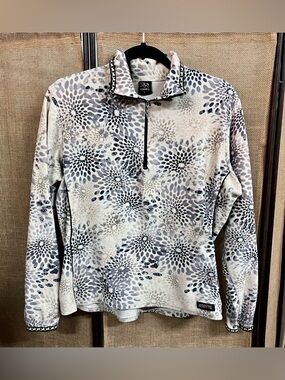 Kerrits Cream, Gray Floral Fleece Quarter Zip Pullover